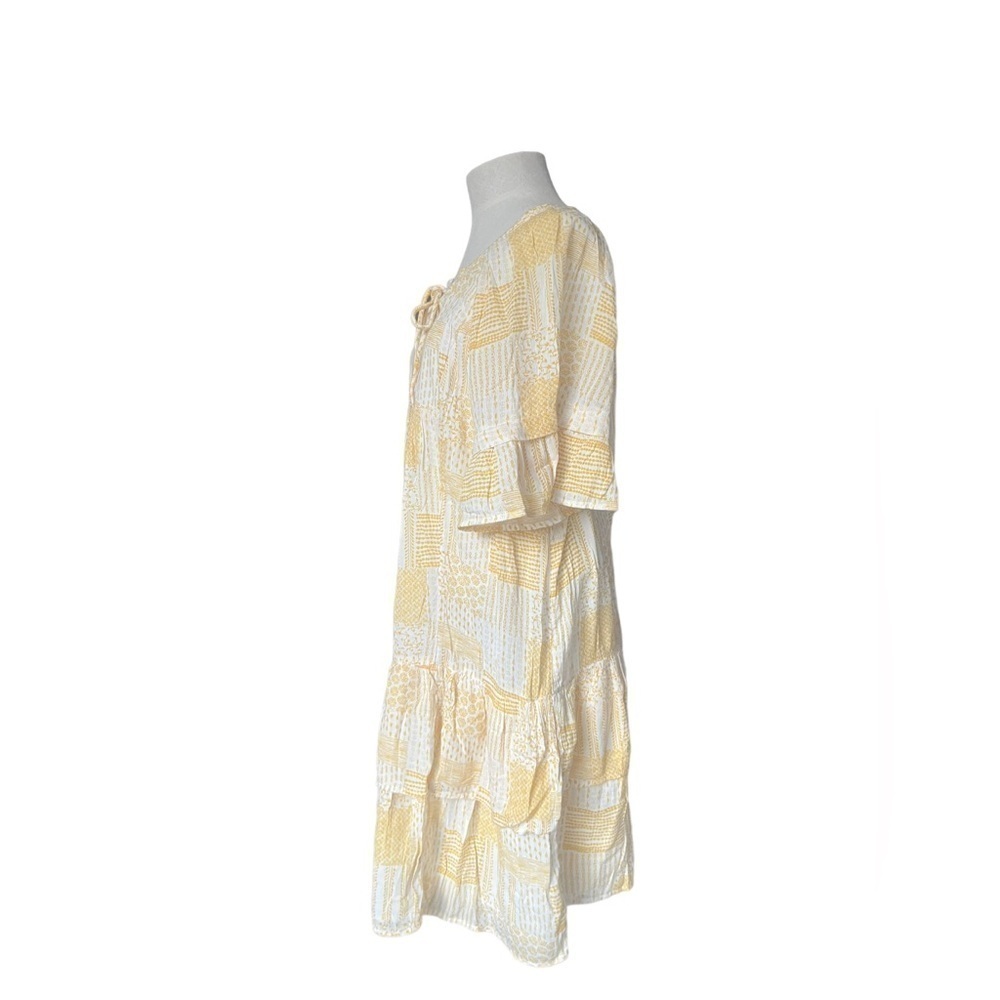 Caslon Womens Yellow White Patchwork Print Ruffle Minidress size X-Large - Picture 5 of 12